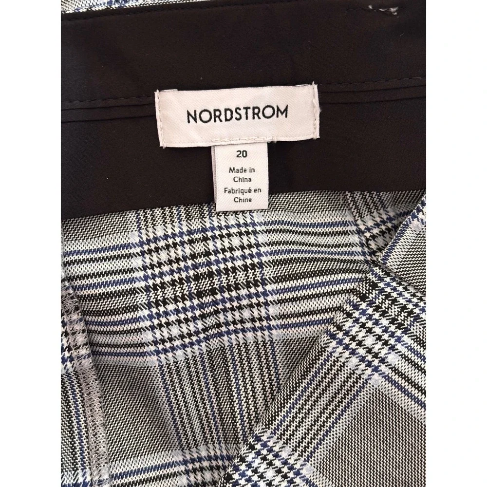 Nordstrom Womens Grey Glen Plaid Pleated Tapered Dress Pants Size 20 NWT